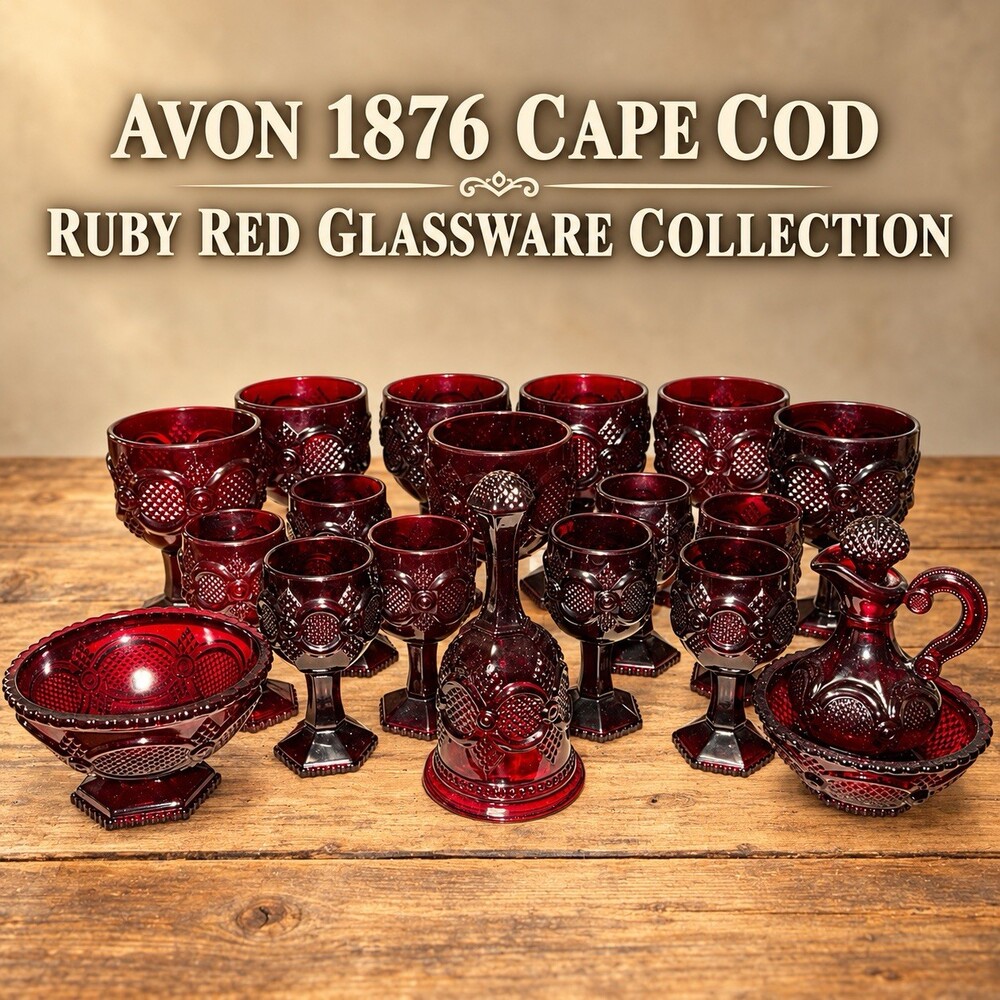Vintage Avon 1876 Cape Cod Ruby Red Glassware Large Mixed Collection Lot